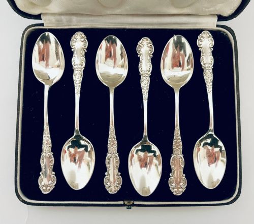 fig 2. Set of Six Antique Silver Teaspoons