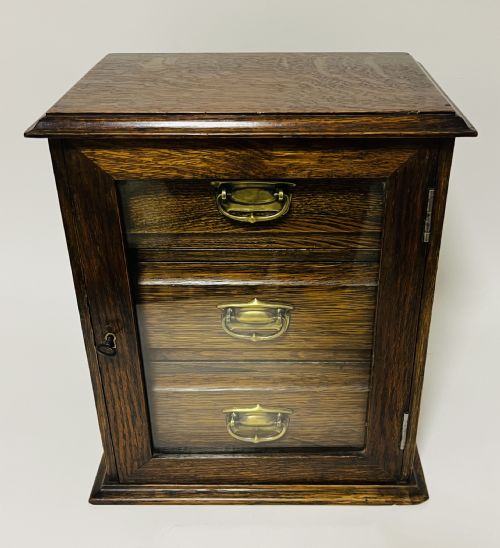 fig 1. Edwardian Oak Glazed Cabinet