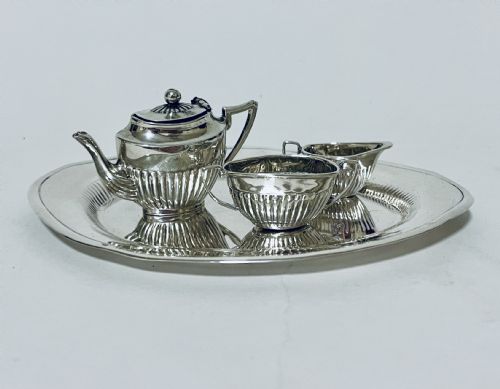 Edwardian Miniature Silver Tea Set