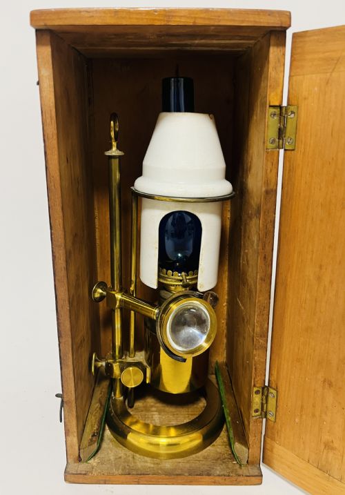 fig 1. Antique Scientific Microscope Oil Lamp