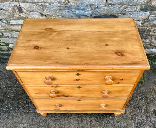 fig 1. Small Antique Stripped Pine Chest of Drawers