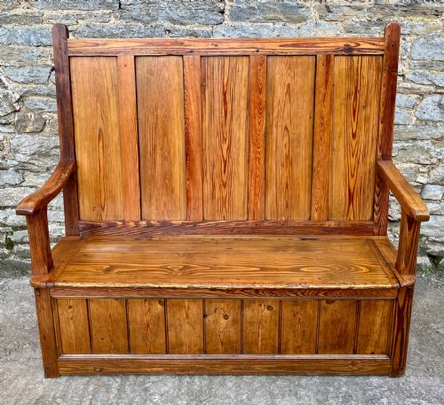 Antique Welsh Pine Box Settle