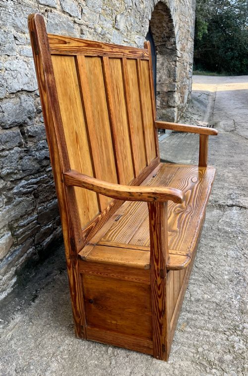fig 1. Antique Welsh Pine Box Settle