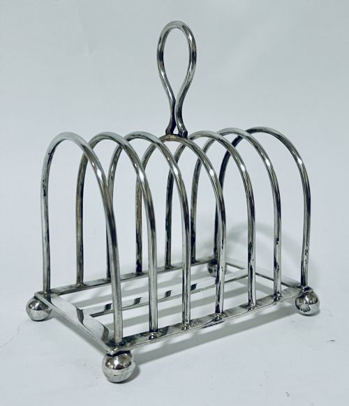 Large Antique 6-Division Silver Toast Rack