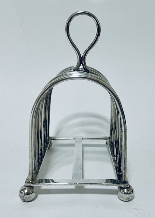 fig 1. Large Antique 6-Division Silver Toast Rack