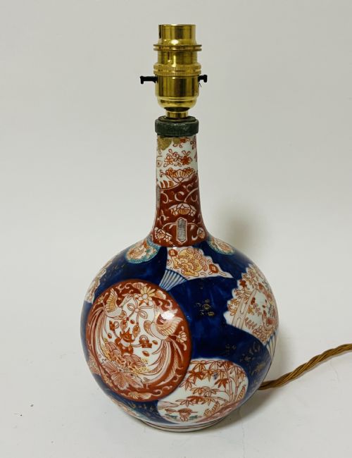 fig 1. Antique Japanese Imari Bottle Vase Table Lamp