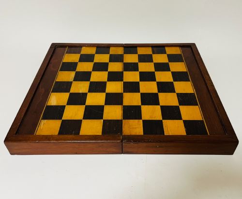 Antique Mahogany Folding Chess / Backgammon Board
