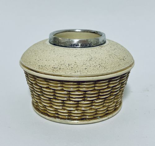 Victorian Silver Rim Ceramic Match Striker