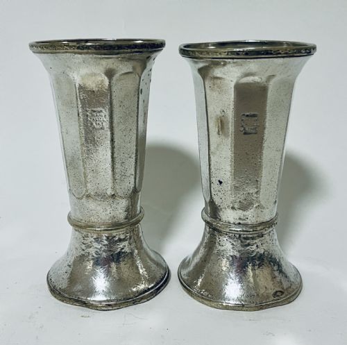 Pair of Silver Plated Ships Vases