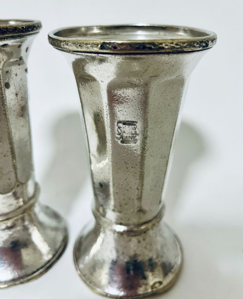 fig 1. Pair of Silver Plated Ships Vases