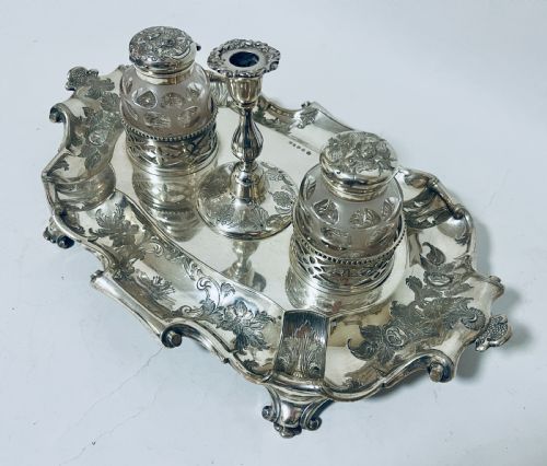 VICTORIAN SILVER PLATED DESK STAND - ADDITIONAL PHOTO 1