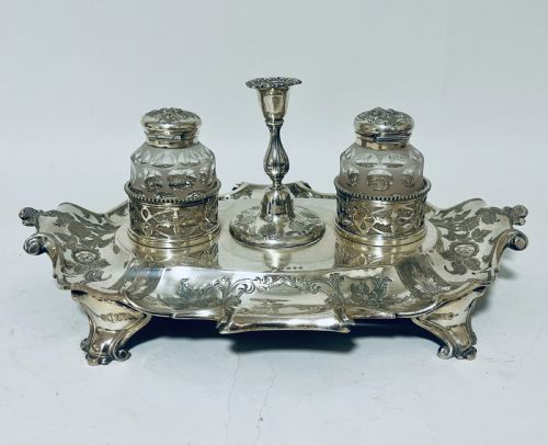 VICTORIAN SILVER PLATED DESK STAND - ADDITIONAL PHOTO 4