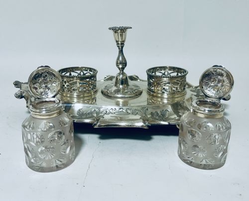 VICTORIAN SILVER PLATED DESK STAND - ADDITIONAL PHOTO 6
