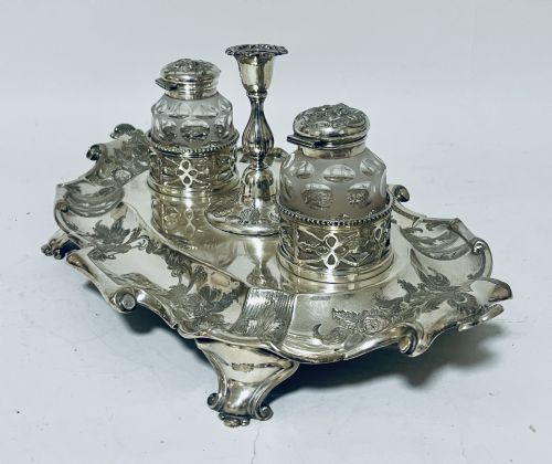 VICTORIAN SILVER PLATED DESK STAND - ADDITIONAL PHOTO 14