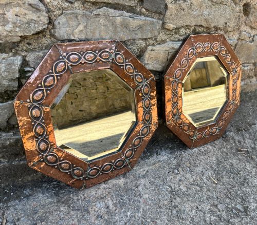 fig 1. Pair of Arts and Crafts Octagonal Copper Mirrors