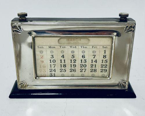 Antique Silver Plated Perpetual Desk Calendar