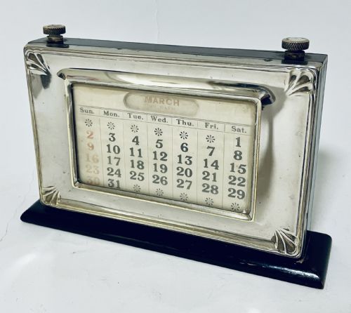 fig 1. Antique Silver Plated Perpetual Desk Calendar