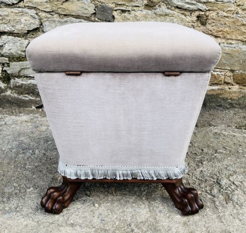 REGENCY MAHOGANY OTTOMAN WITH LIONS PAW FEET - ADDITIONAL PHOTO 10