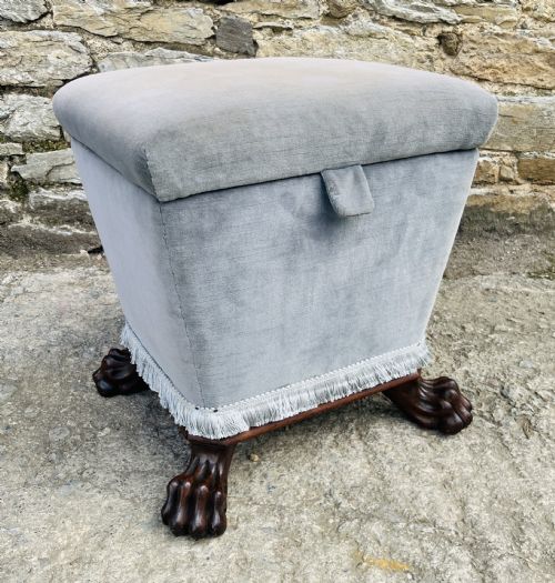 REGENCY MAHOGANY OTTOMAN WITH LIONS PAW FEET - ADDITIONAL PHOTO 13