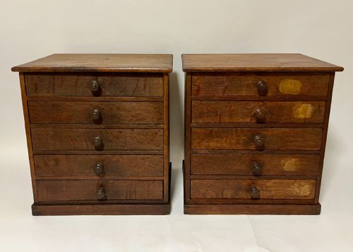 Pair of Antique Pine and Oak Collectors Cabinets