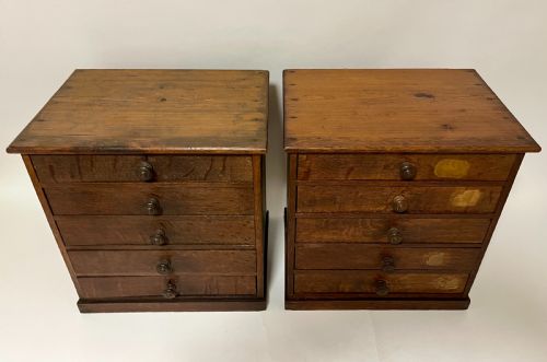 fig 1. Pair of Antique Pine and Oak Collectors Cabinets