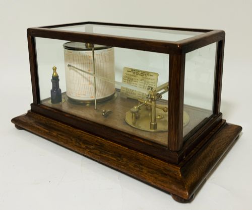 ANTIQUE OAK CASED BAROGRAPH - ADDITIONAL PHOTO 2