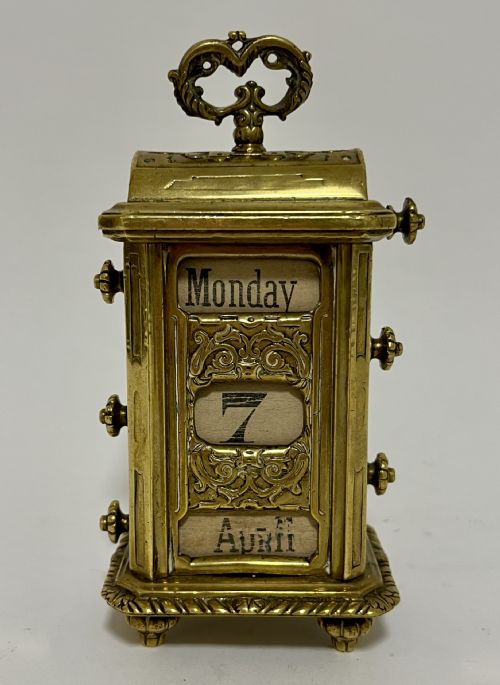 Antique Brass Perpetual Desk Calendar
