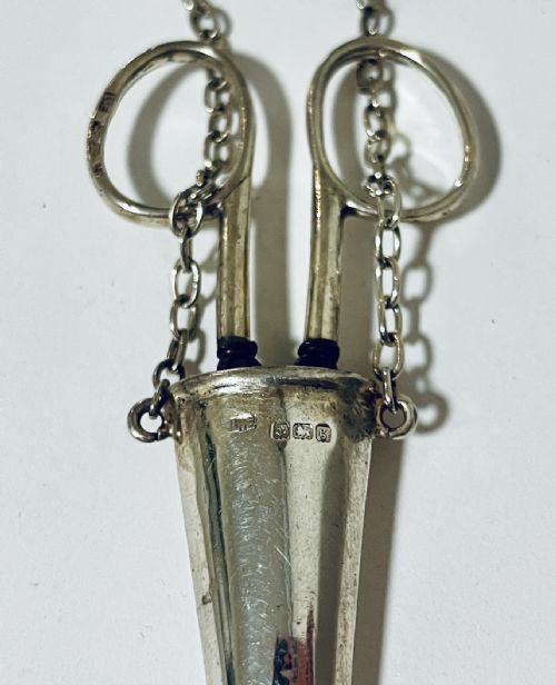 fig 1. Antique Silver Chatelaine Scissors
