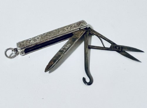 fig 1. Victorian Silver Chatelaine Folding Tool
