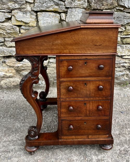 VICTORIAN BURR WALNUT DAVENPORT - ADDITIONAL PHOTO 5