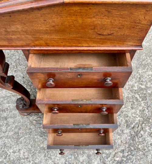 VICTORIAN BURR WALNUT DAVENPORT - ADDITIONAL PHOTO 14