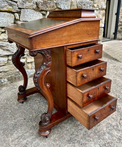 VICTORIAN BURR WALNUT DAVENPORT - ADDITIONAL PHOTO 15