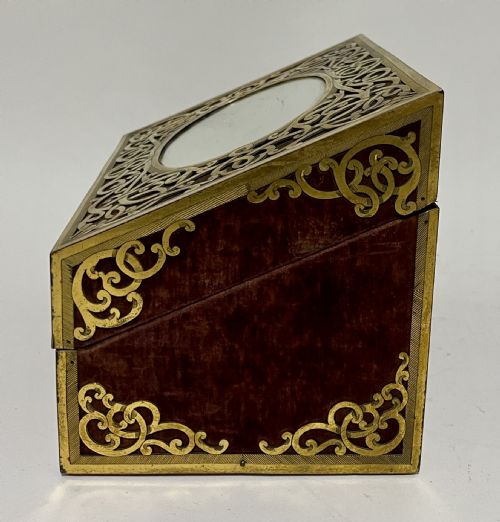 fig 1. Victorian Gilt Brass and Velvet Stationery Box