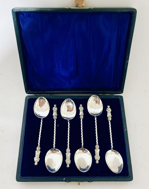 fig 1. Set of 6 Antique Silver Apostle Spoons