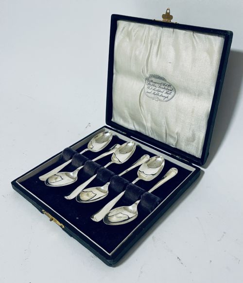 fig 1. Set of 6 Antique Silver Teaspoons