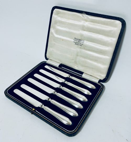 fig 1. Set of 6 Antique Silver Butter Knives