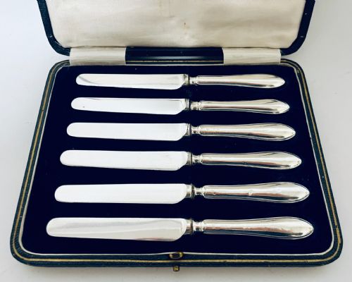 fig 2. Set of 6 Antique Silver Butter Knives