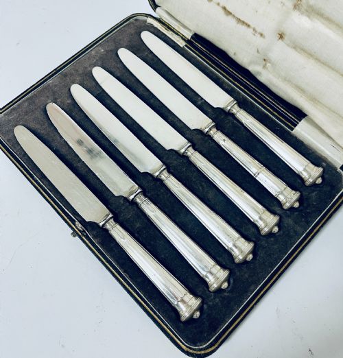 fig 1. Set of 6 Antique Silver Knives