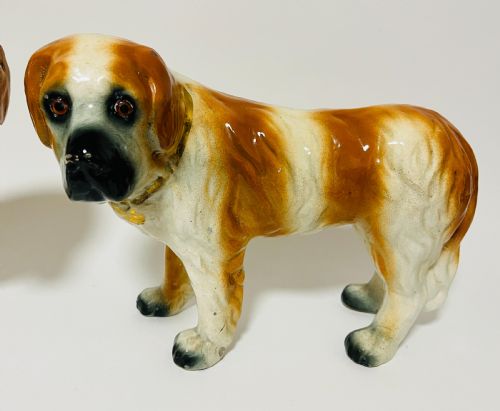 fig 1. Pair of Staffordshire St Bernard Fireside Dogs