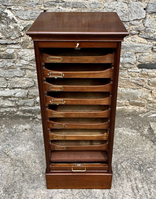 fig 1. Antique Mahogany Tambour Filing Cabinet