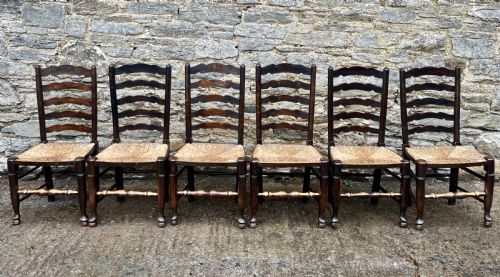 fig 1. Set of 6 Antique Ladderback Chairs
