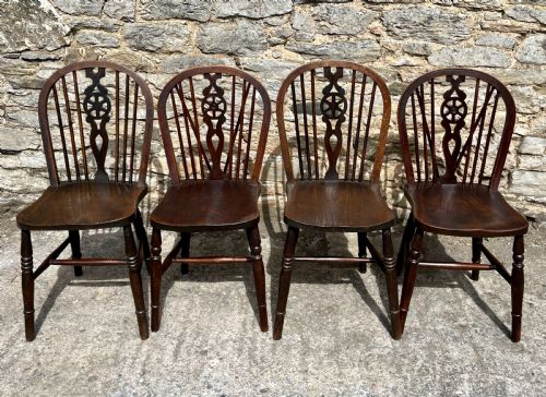 Set of 4 Antique Wheelback Chairs