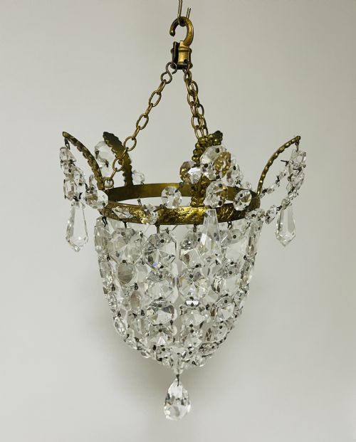 fig 1. Antique Crystal Glass Basket Chandelier