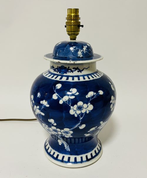 fig 1. 19th Century Chinese Prunus Vase converted to a Lamp
