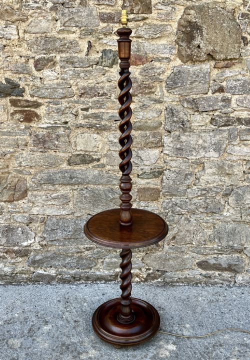 Antique Oak Barley Twist Standard Lamp
