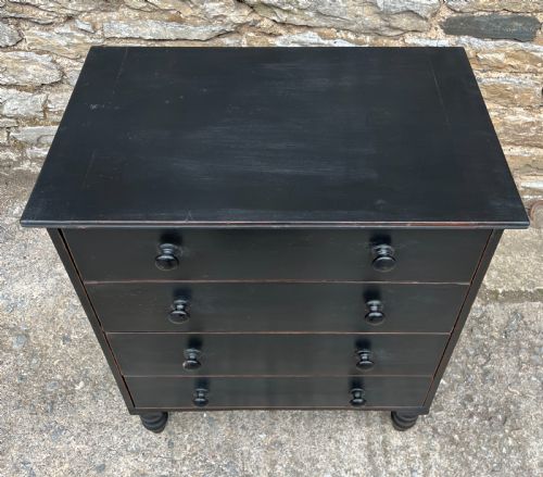 fig 1. Small Antique Ebonised Pine Chest of Drawers