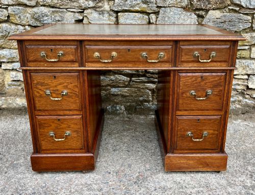 fig 1. Small Antique Oak Pedestal Desk