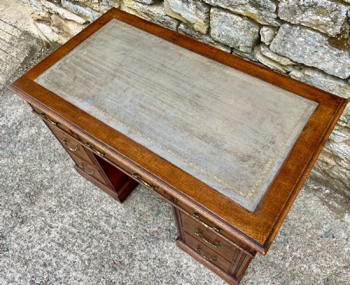 fig 3. Small Antique Oak Pedestal Desk