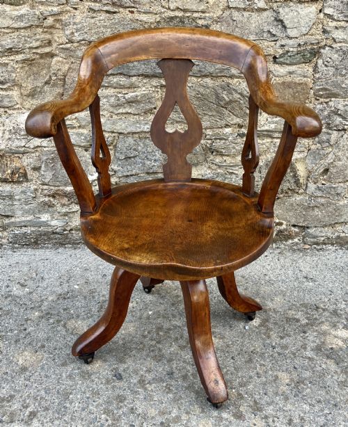fig 1. Antique Oak Swivel Desk Chair