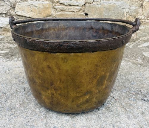 fig 1. Large Antique Brass Cauldron